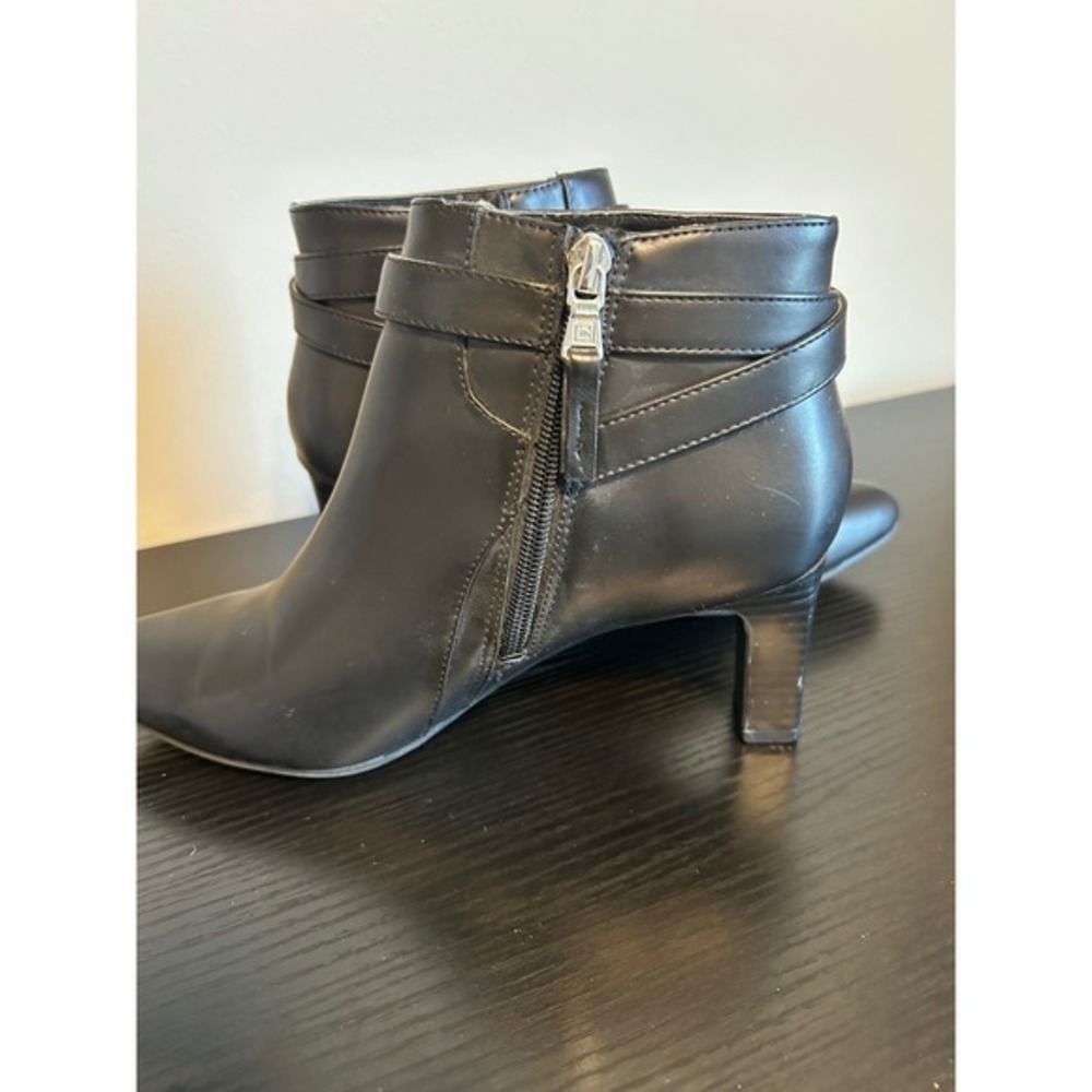 Chaps‎ Womens Black Heeled Ankle Boots Buckle Zip Pointed Toe Size 8.5B - Picture 3 of 8